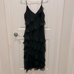 Black ruffle detail dress